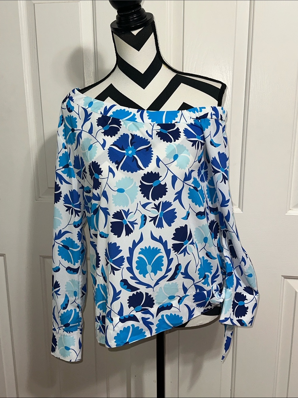 CROSBY by Mollie Burch Blue Floral Off-Shoulder Blouse